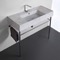 Marble Design Ceramic Console Sink and Polished Chrome Stand, 40